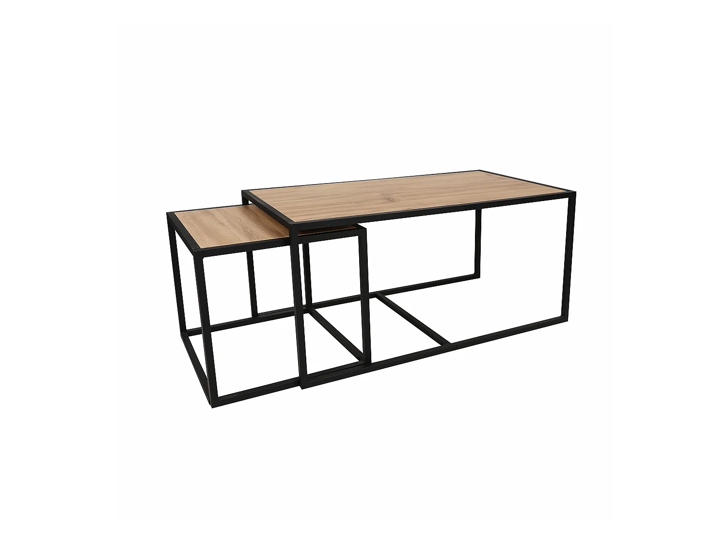 Ensemble de tables d'appoint, 100 % aggloméré plaqué mélamine, couleur chêne Noir 104x50x50