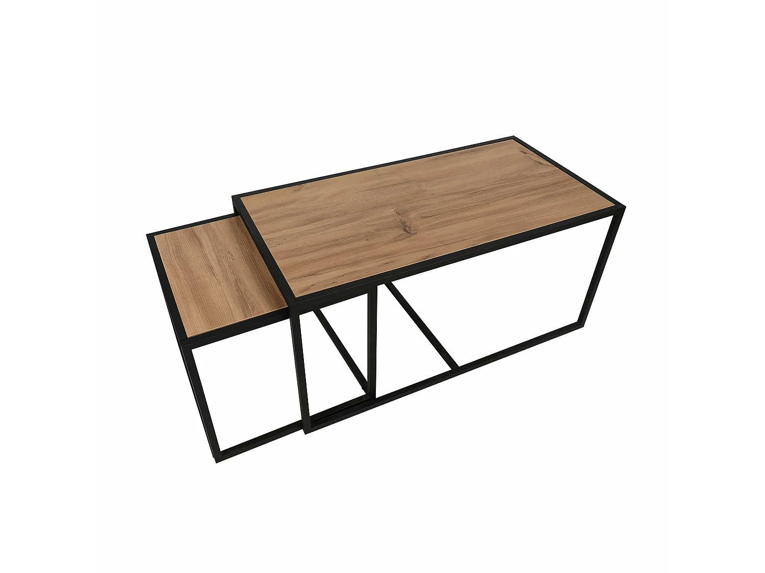 Ensemble de tables d'appoint, 100 % aggloméré plaqué mélamine, couleur chêne Noir 104x50x50