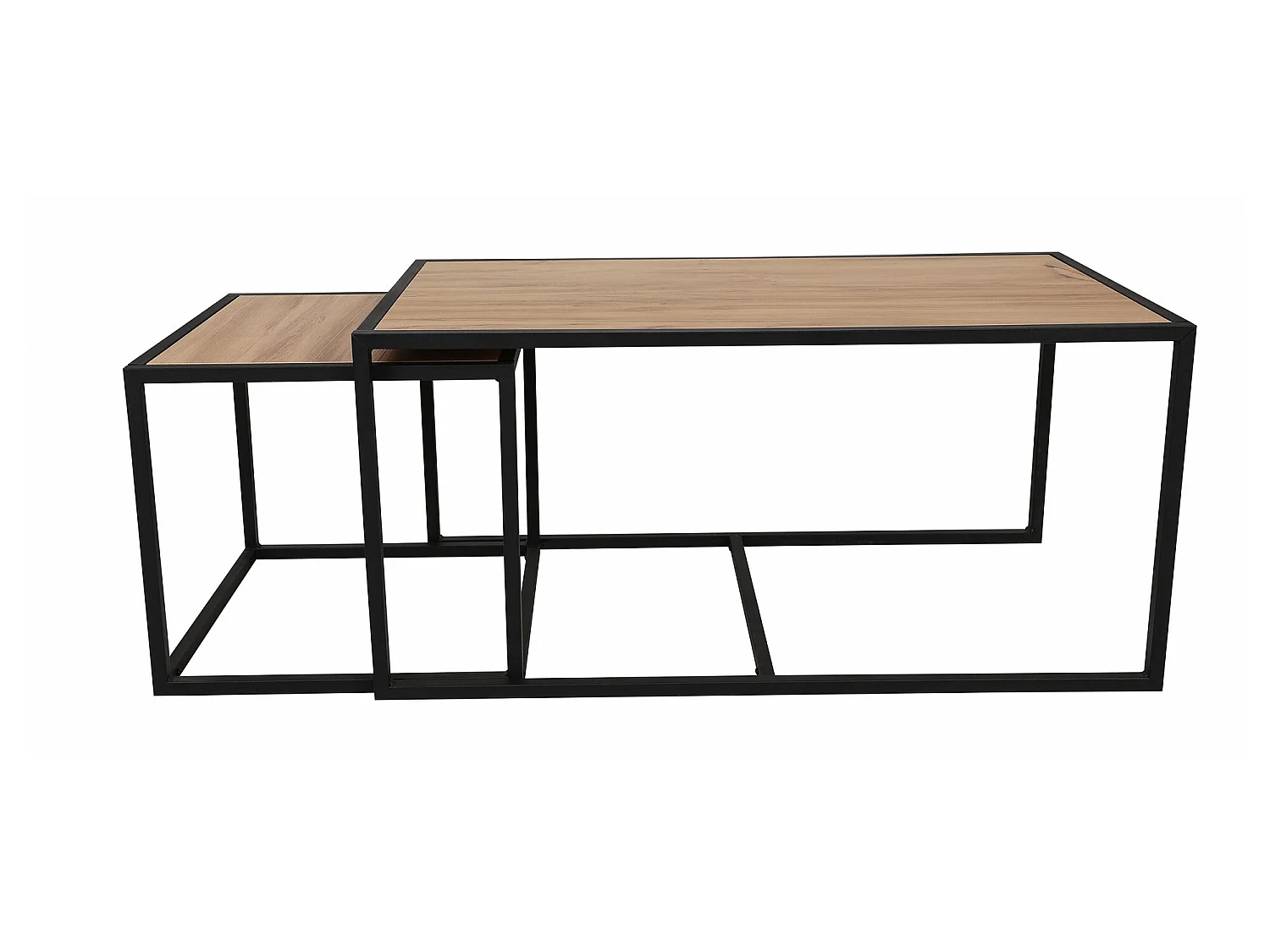 Ensemble de tables d'appoint, 100 % aggloméré plaqué mélamine, couleur chêne Noir 104x50x50