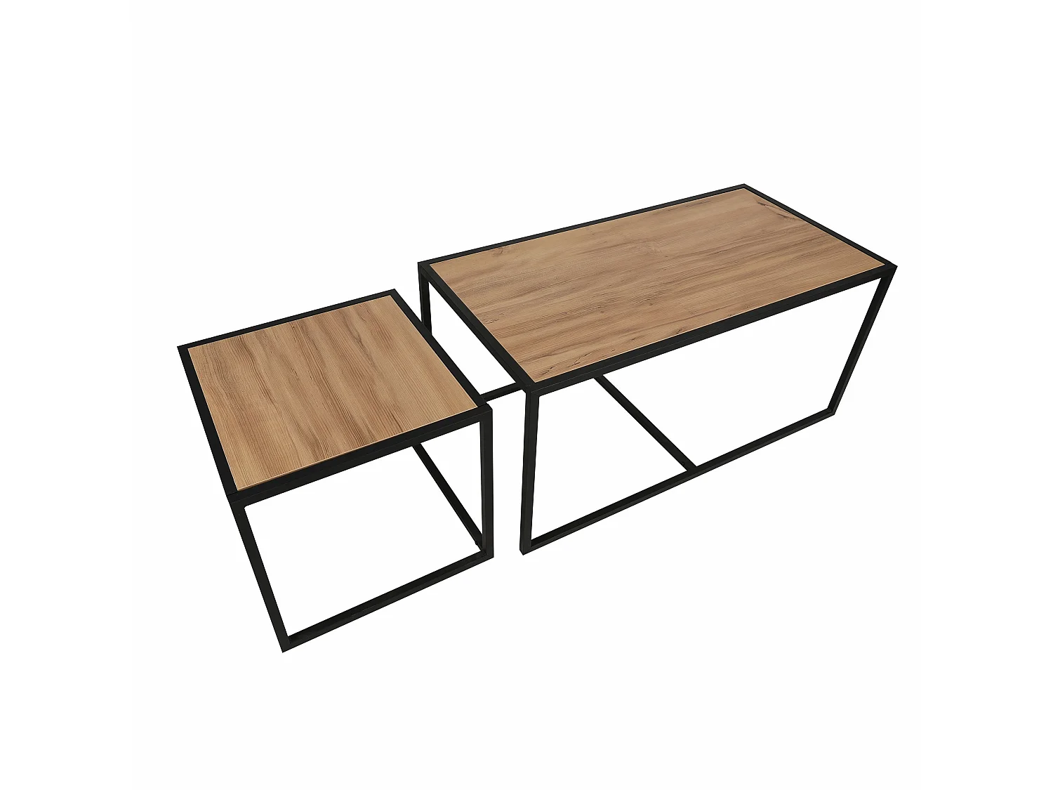 Ensemble de tables d'appoint, 100 % aggloméré plaqué mélamine, couleur chêne Noir 104x50x50