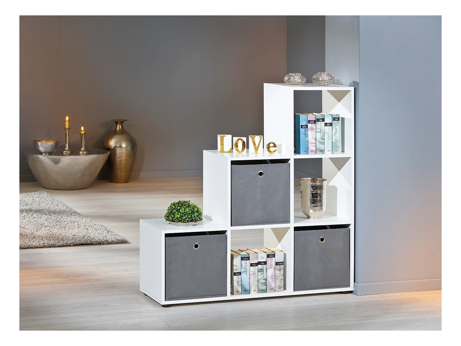 Étagère 6 Compartiments "Kase" 109cm Blanc