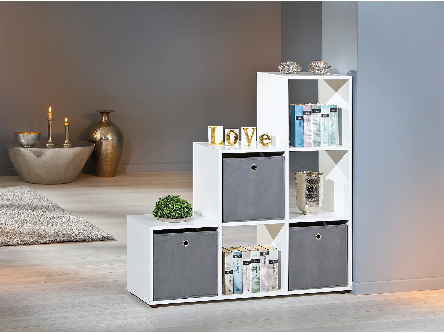 Étagère 6 Compartiments "Kase" 109cm Blanc