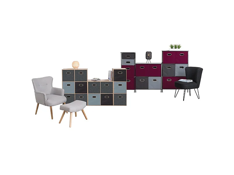 Étagère 6 Casiers en Métal "Mix N Modul" 68cm Noir