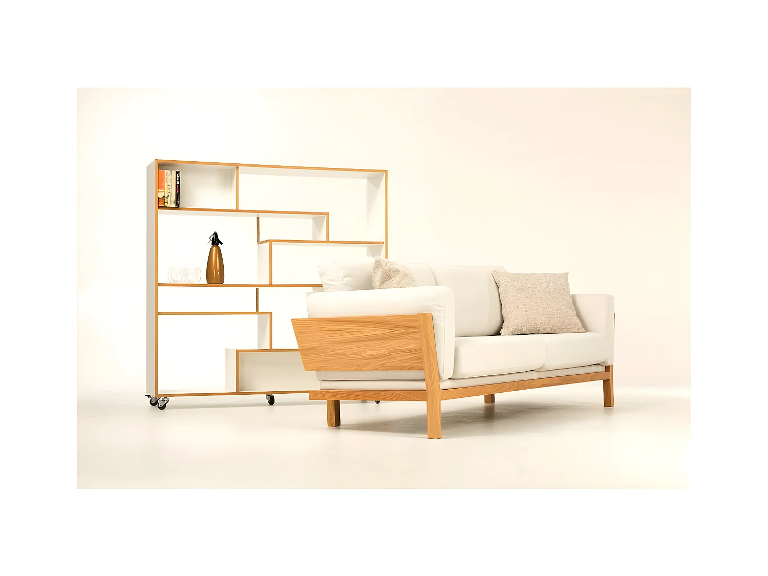 Étagère Bibliothèque Design "Southbury" 143cm Chêne & Blanc