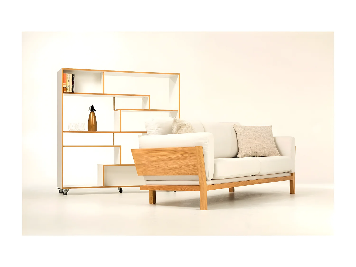 Étagère Bibliothèque Design "Southbury" 143cm Chêne & Blanc