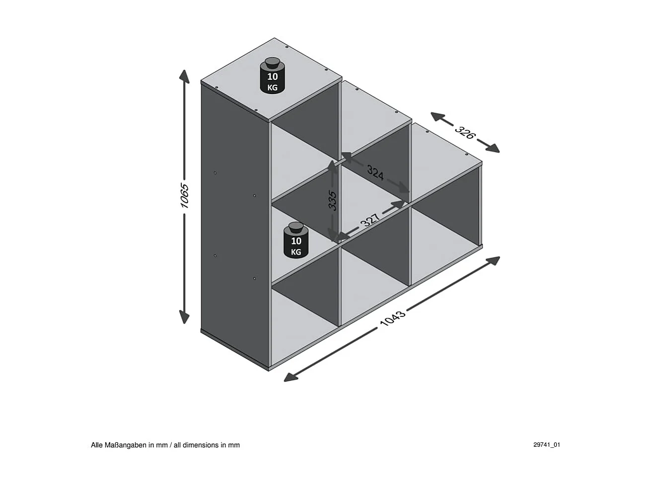Divisorio Stanza con 6 Scomparti 104,3x32,6x106,5 cm Rovere Sabbia