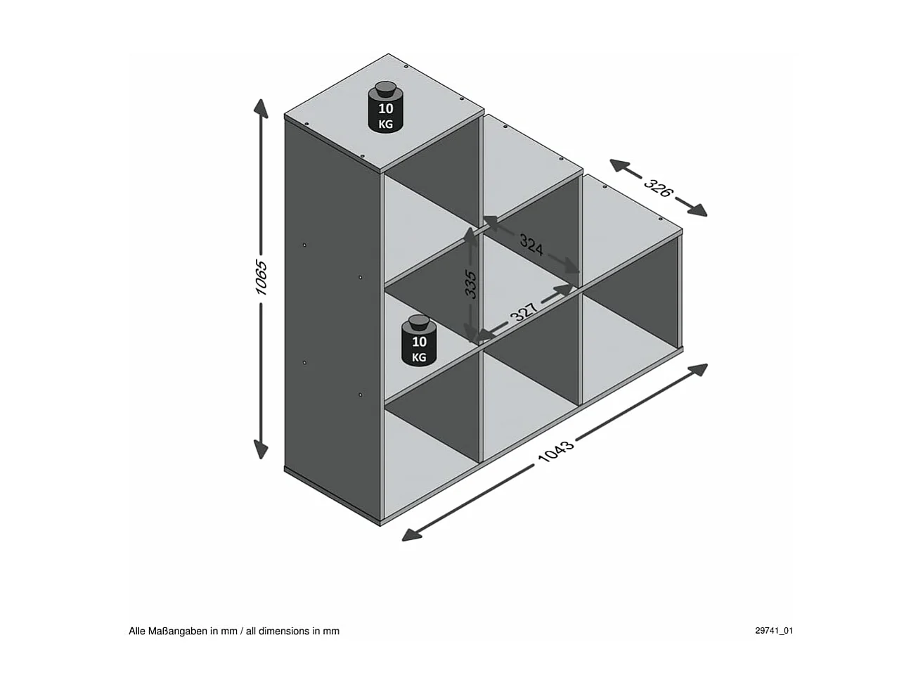 Divisorio Stanza con 6 Scomparti 104,3x32,6x106,5 cm Rovere Sabbia