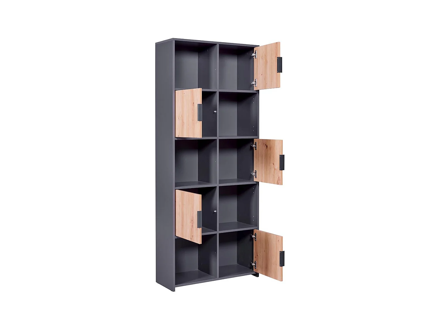 Pepeto Regal 5 Türen, 5 Ablagen grau, Artisan Eiche dekor.