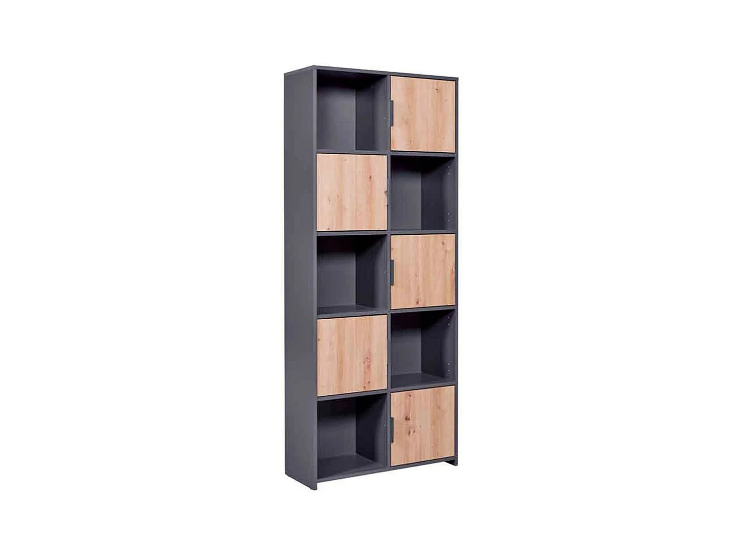 Étagère 5 Tiroirs "Gemeno" 185cm Gris & Chêne
