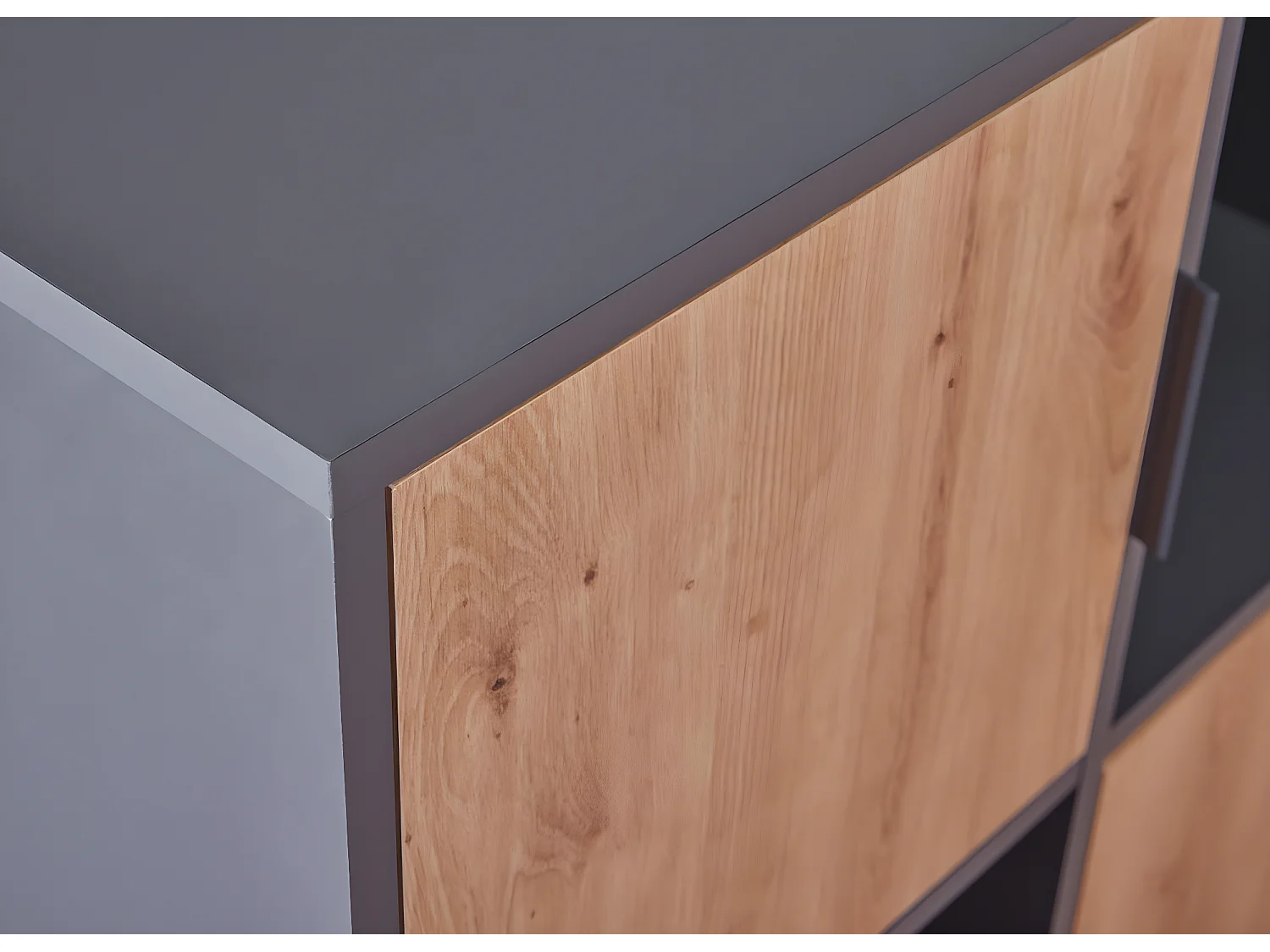 Pepeto Regal 5 Türen, 5 Ablagen grau, Artisan Eiche dekor.