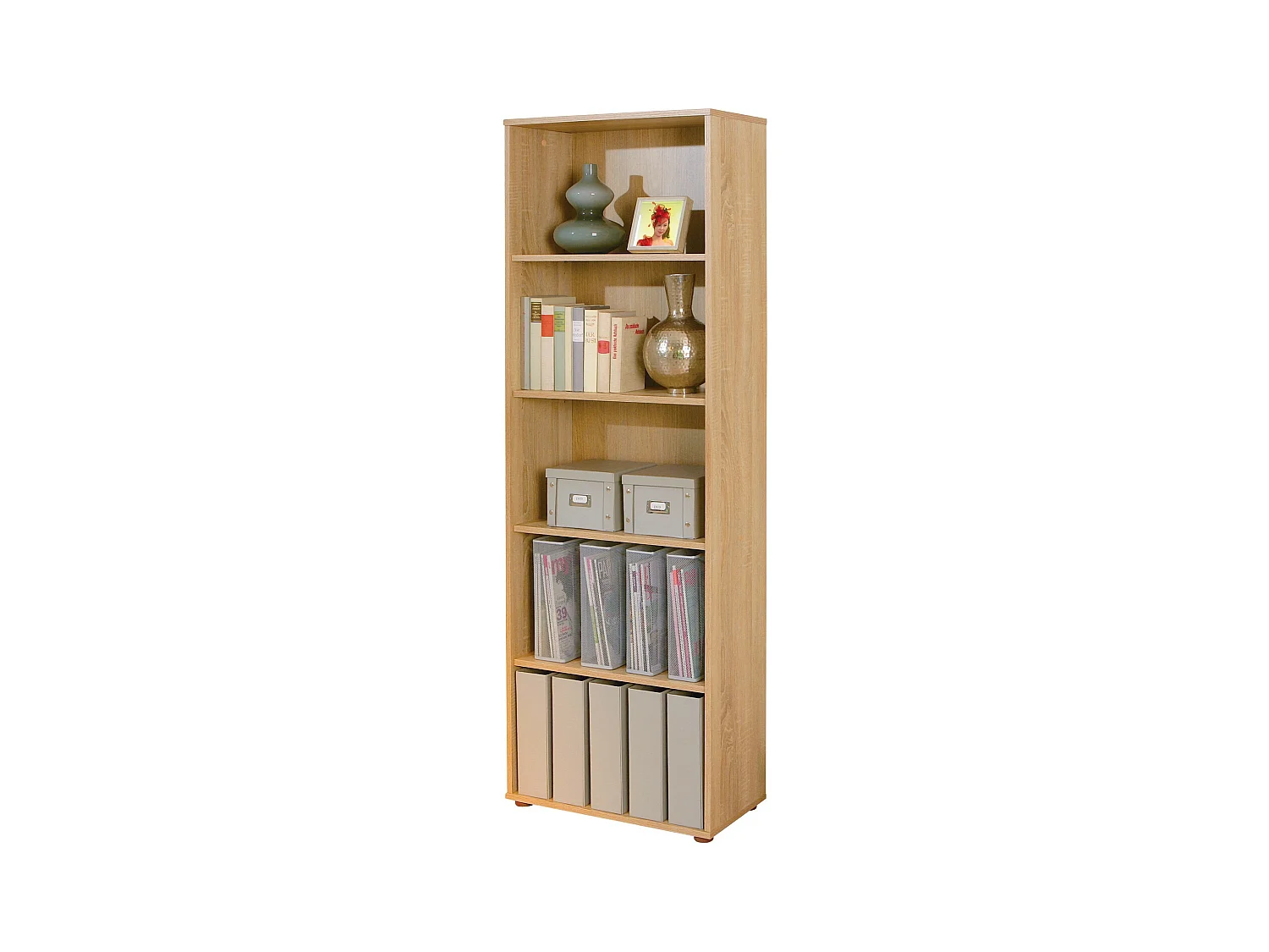 Adam licht eiken melamine boekenkast met 5 vakken