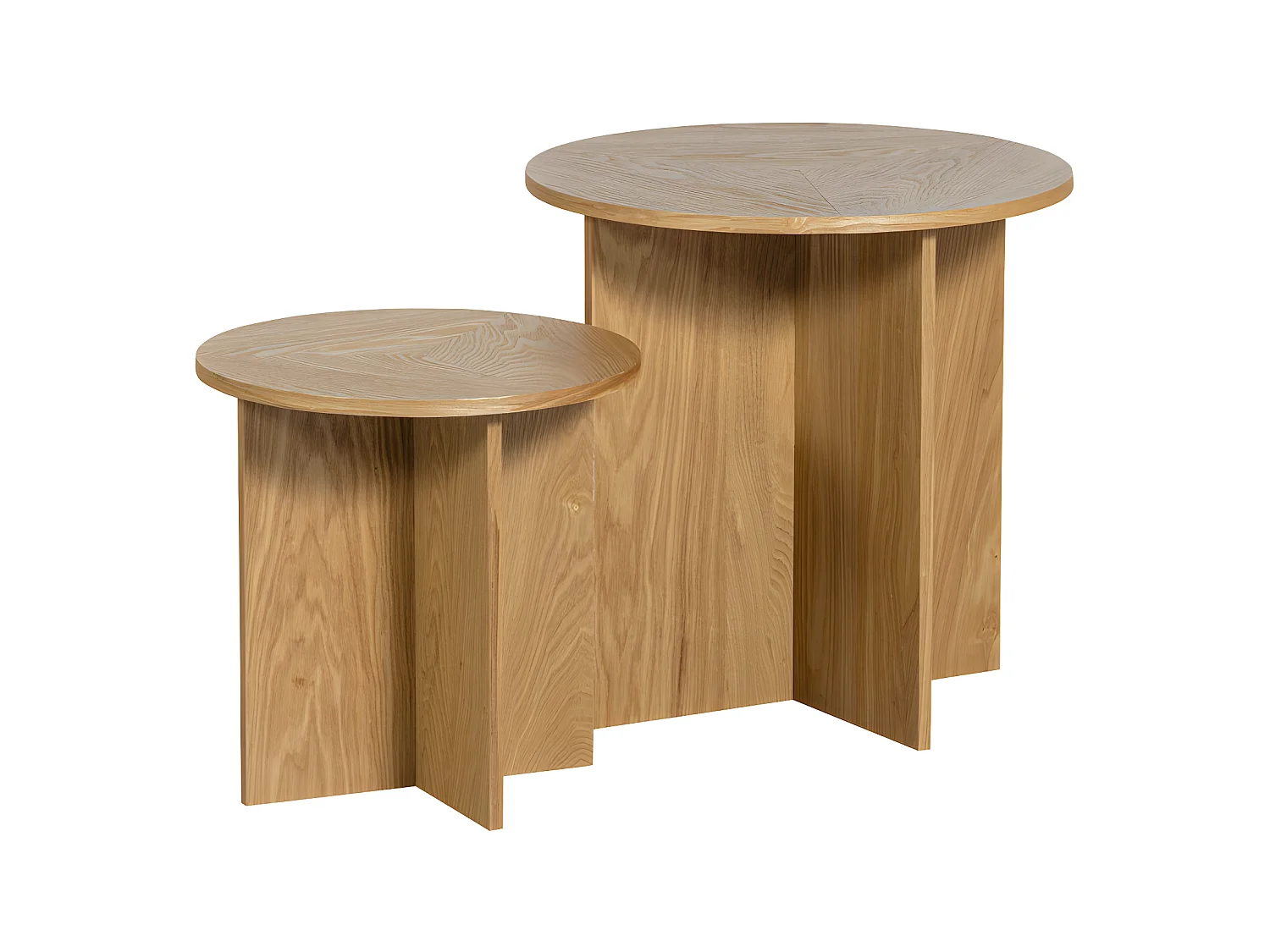 Lina - Lot de 2 tables d'appoint rondes en bois - Bois clair
