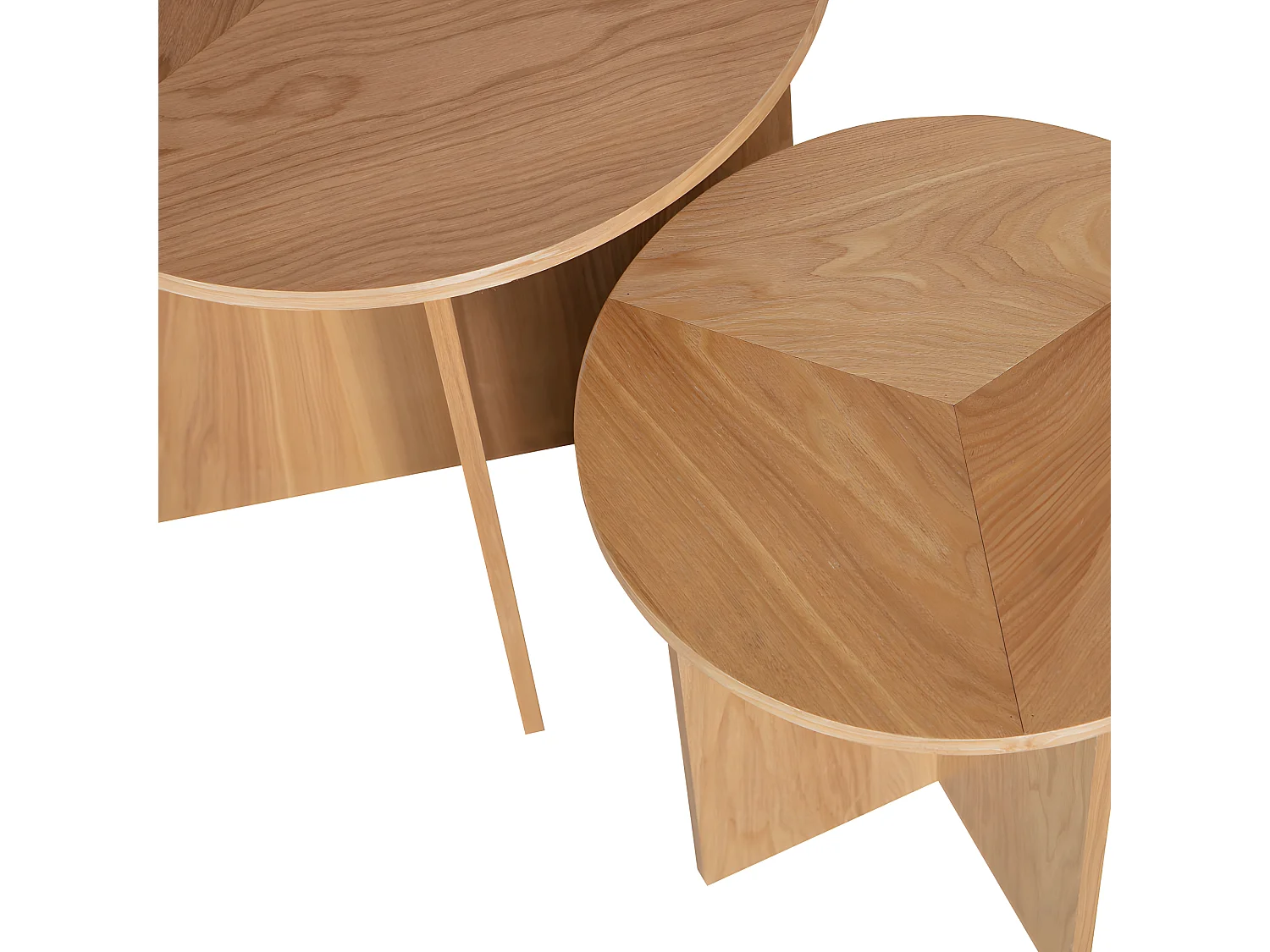 Lina - Lot de 2 tables d'appoint rondes en bois - Bois clair