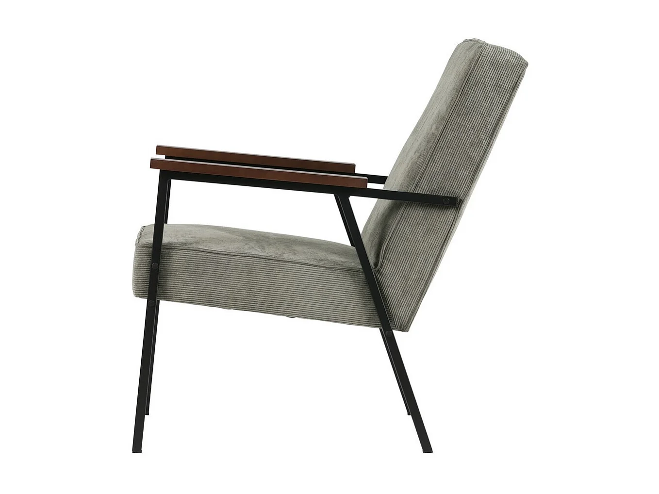 SALLY - Fauteuil d'appoint en velours côtelé gris kaki