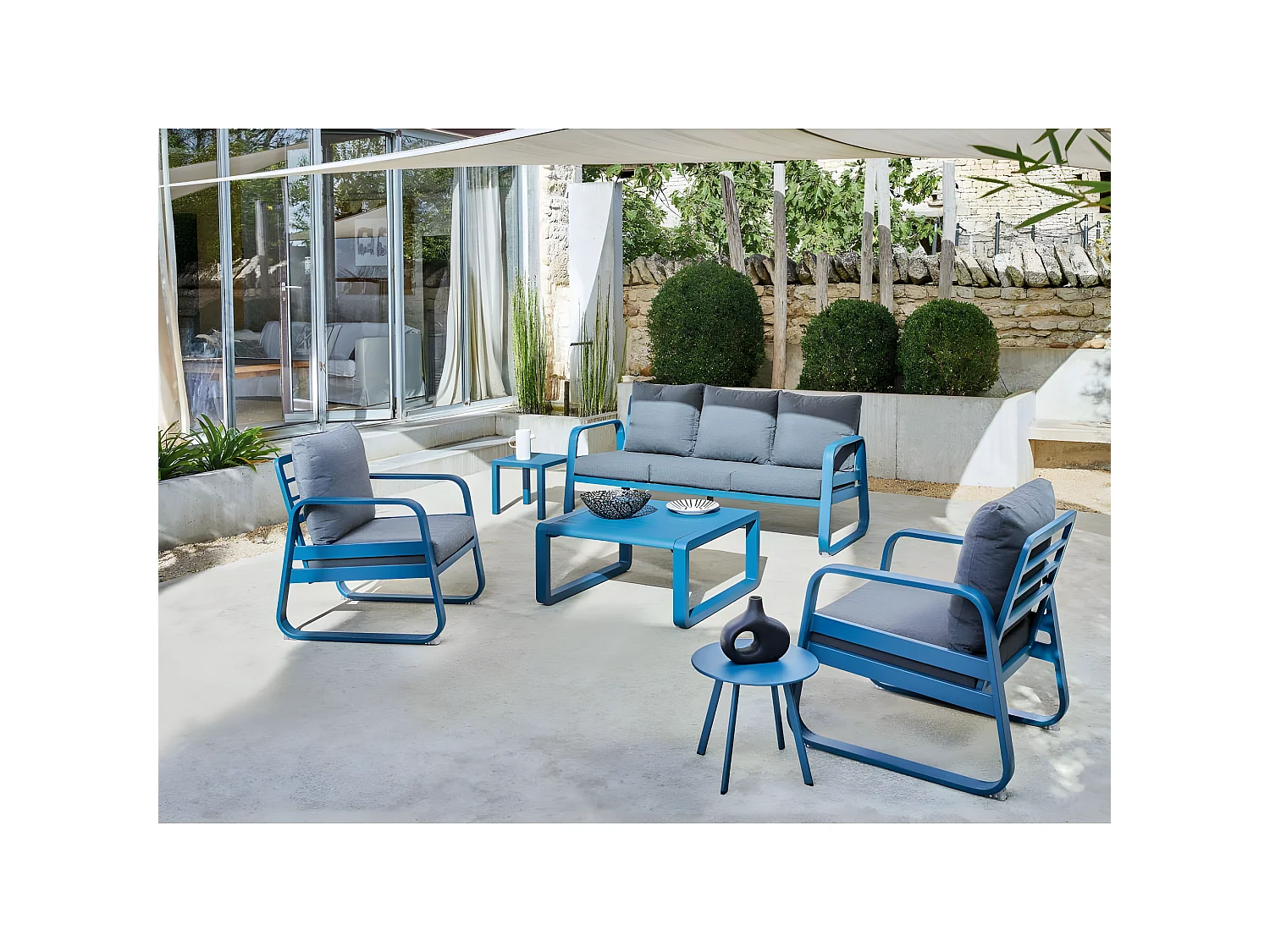 Canapé extérieur 3 places en aluminium Tonio