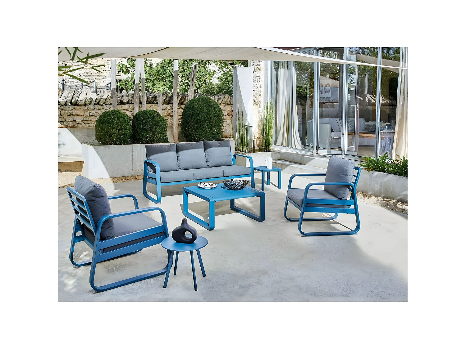 Canapé extérieur 3 places en aluminium Tonio