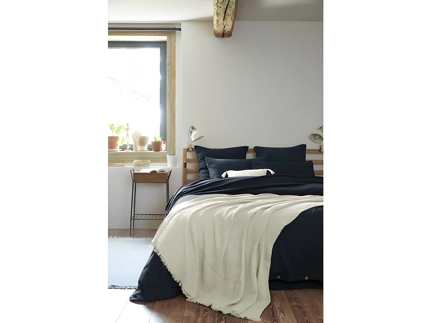 Plaid à franges "Gaïa" toutes dimensions "Gaze de Coton"