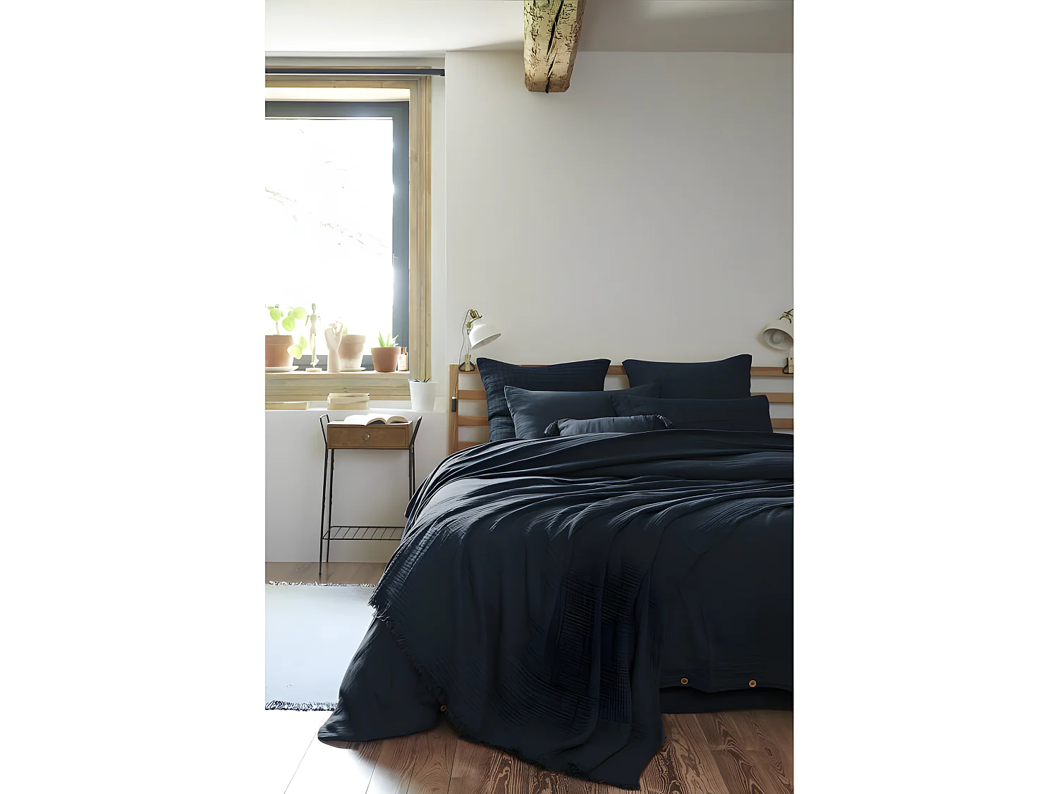 Plaid à franges "Gaïa" toutes dimensions "Gaze de Coton"