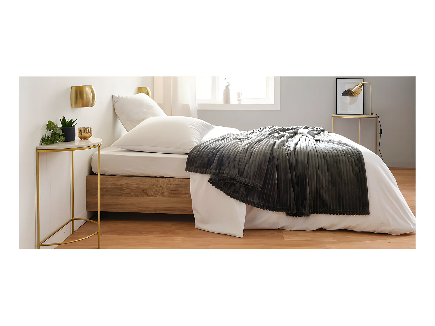 Plaid Microvelours côtelé "Dolce" 150 x 200 cm Toison d'or