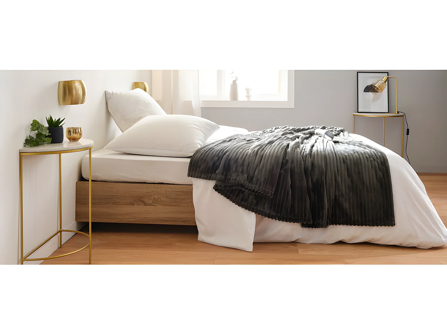 Plaid Microvelours côtelé "Dolce" 150 x 200 cm Toison d'or