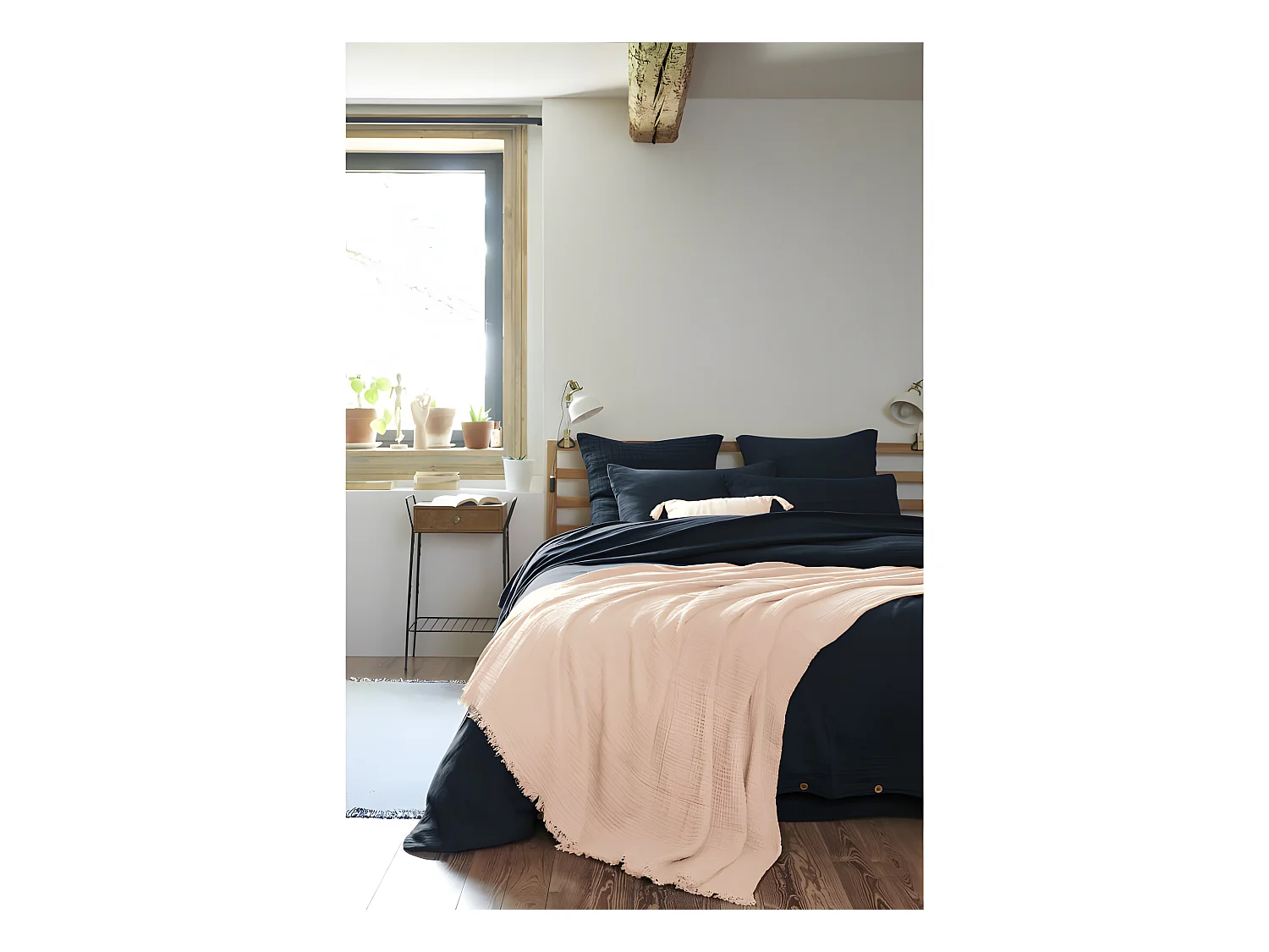 Plaid à franges "Gaïa" toutes dimensions "Gaze de Coton"