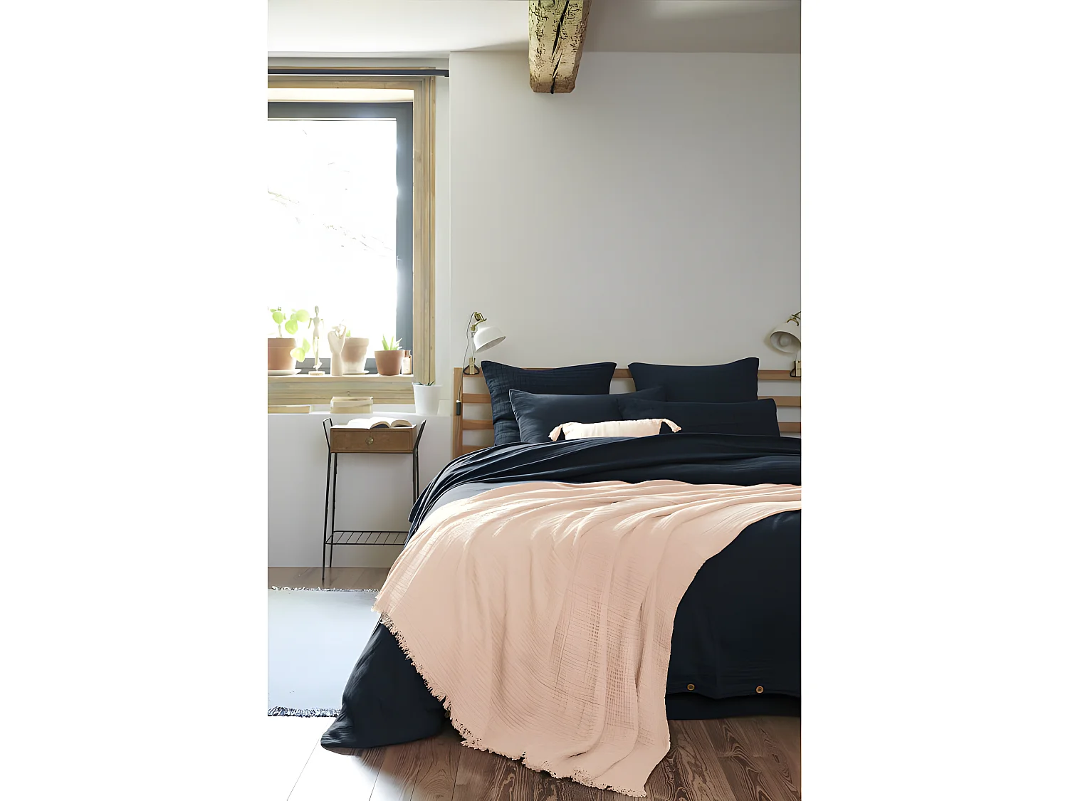 Plaid à franges "Gaïa" toutes dimensions "Gaze de Coton"