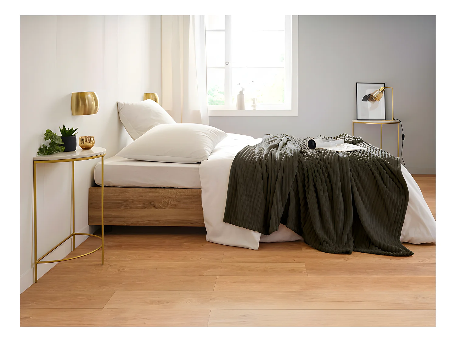Plaid Microvelours côtelé "Dolce" 150 x 200 cm Toison d'or