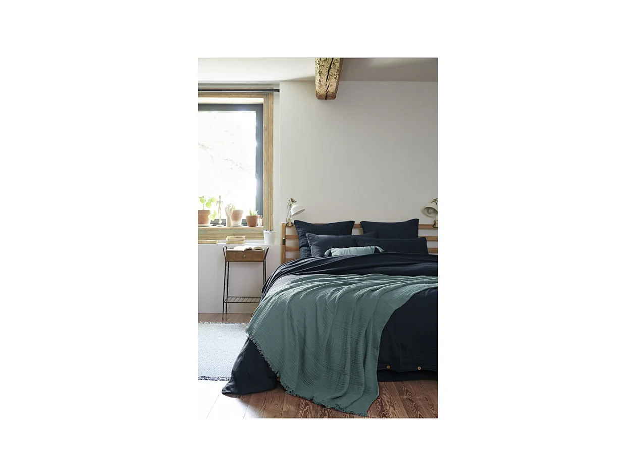 Plaid à franges "Gaïa" toutes dimensions "Gaze de Coton"