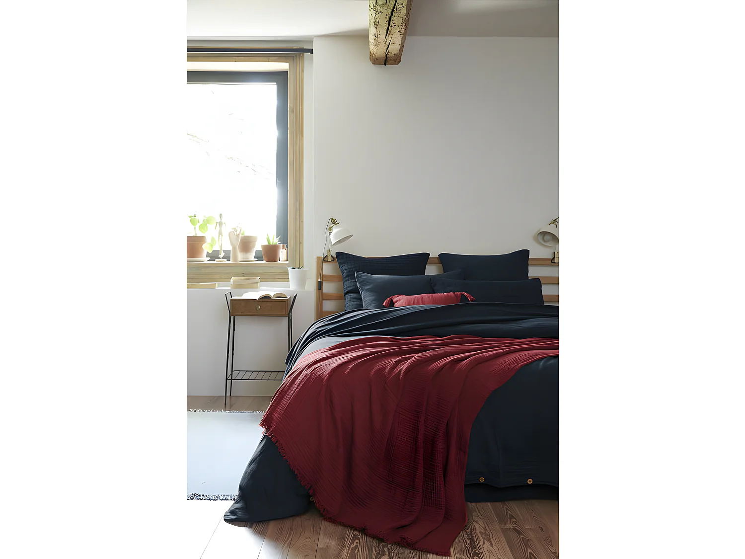 Plaid à franges "Gaïa" toutes dimensions "Gaze de Coton"