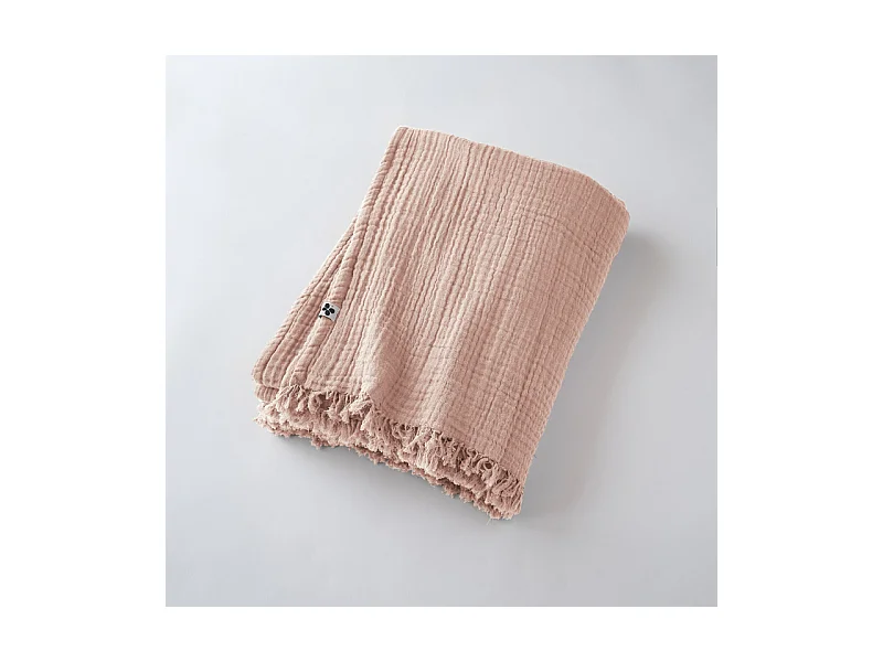 Plaid à franges "Gaïa" toutes dimensions "Gaze de Coton"