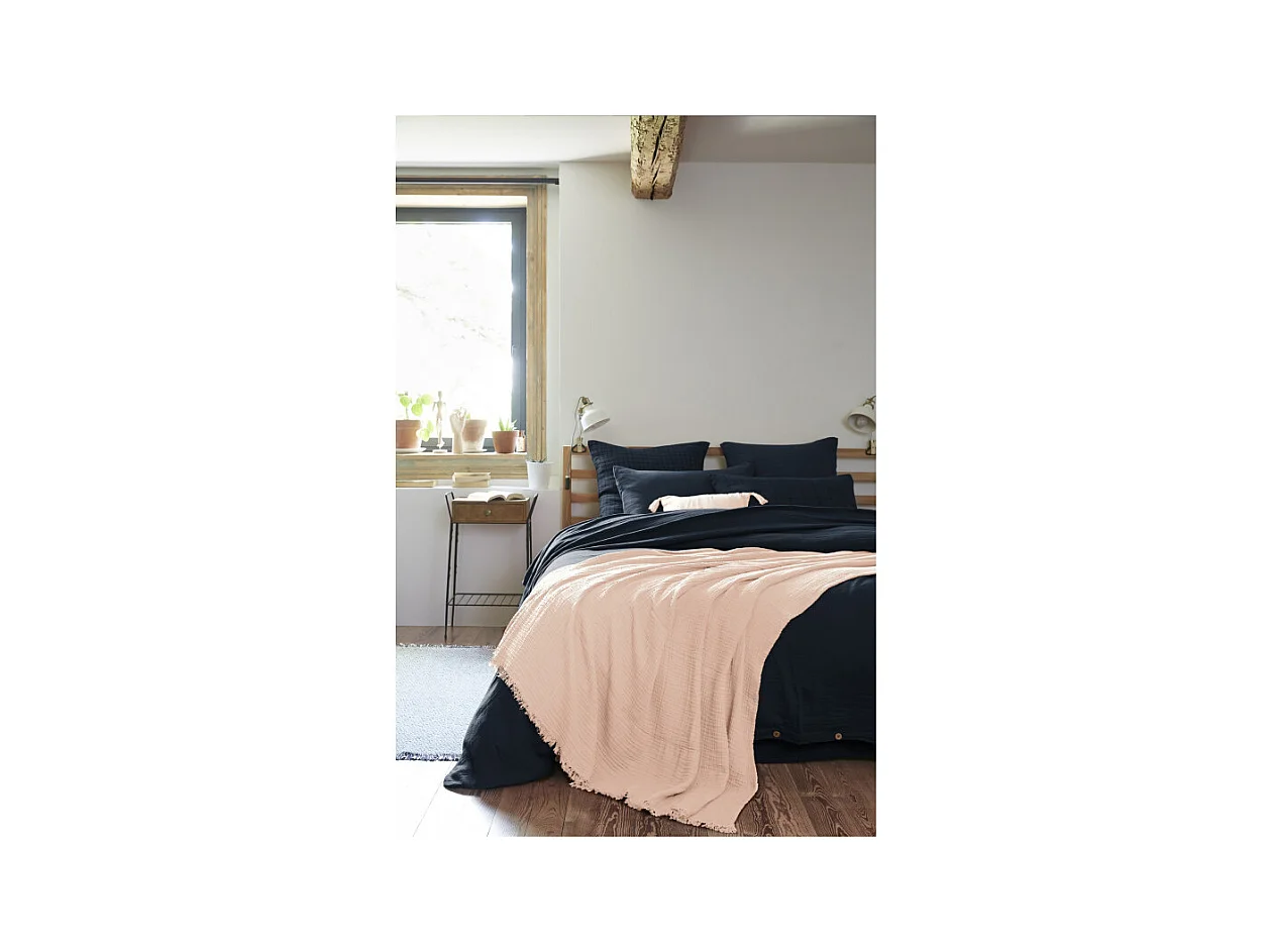 Plaid à franges "Gaïa" toutes dimensions "Gaze de Coton"