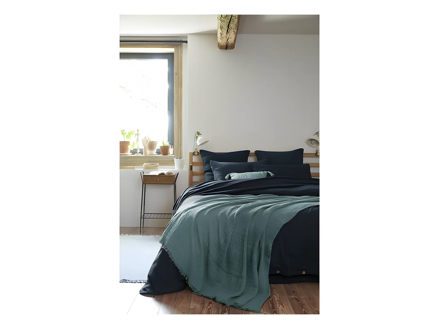 Plaid à franges "Gaïa" toutes dimensions "Gaze de Coton"