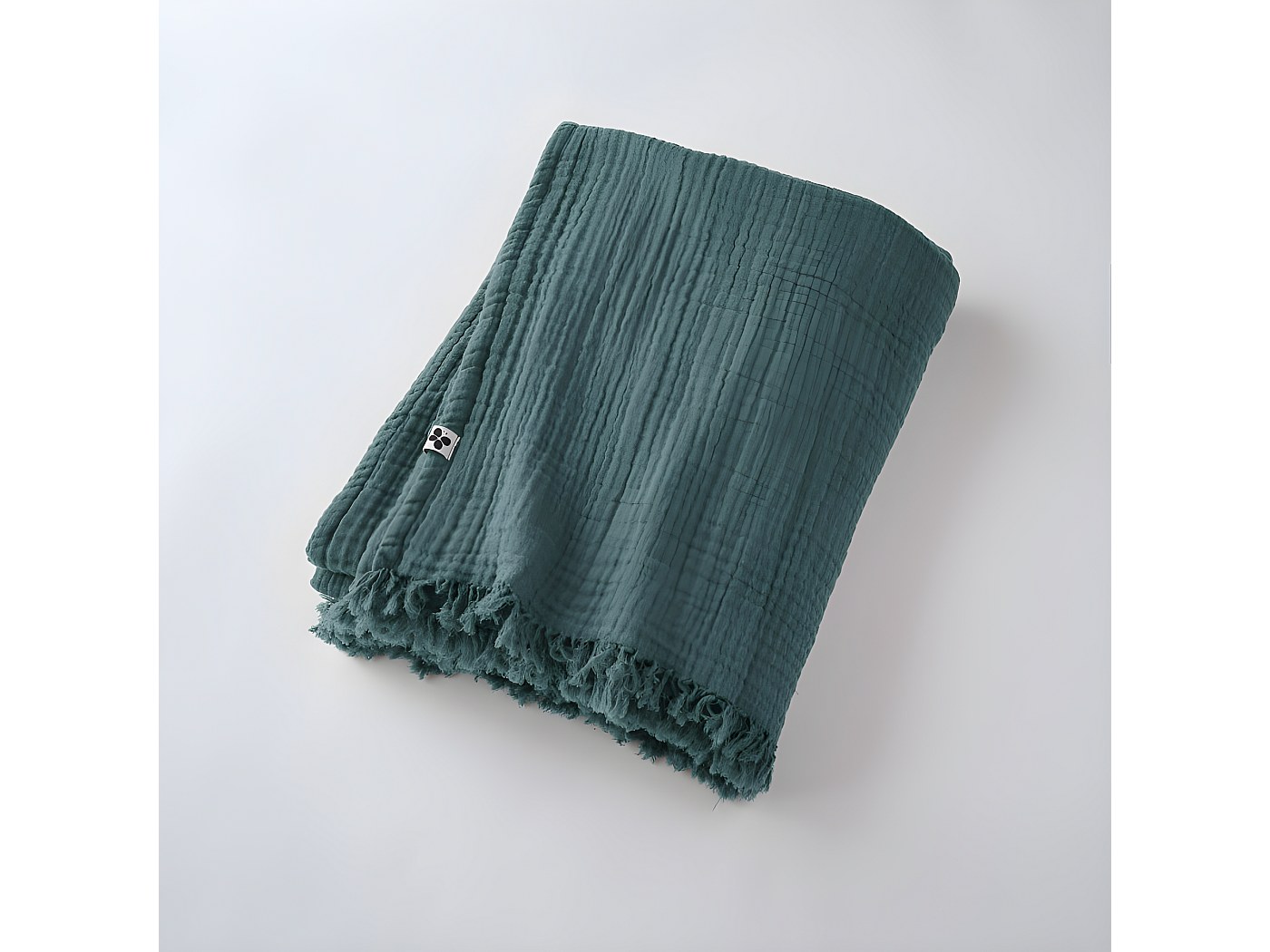 Plaid à franges Gaïa toutes dimensions Gaze de Coton - Couleur: Gaïa Romarin - Taille de plaid: 180 x 220 cm