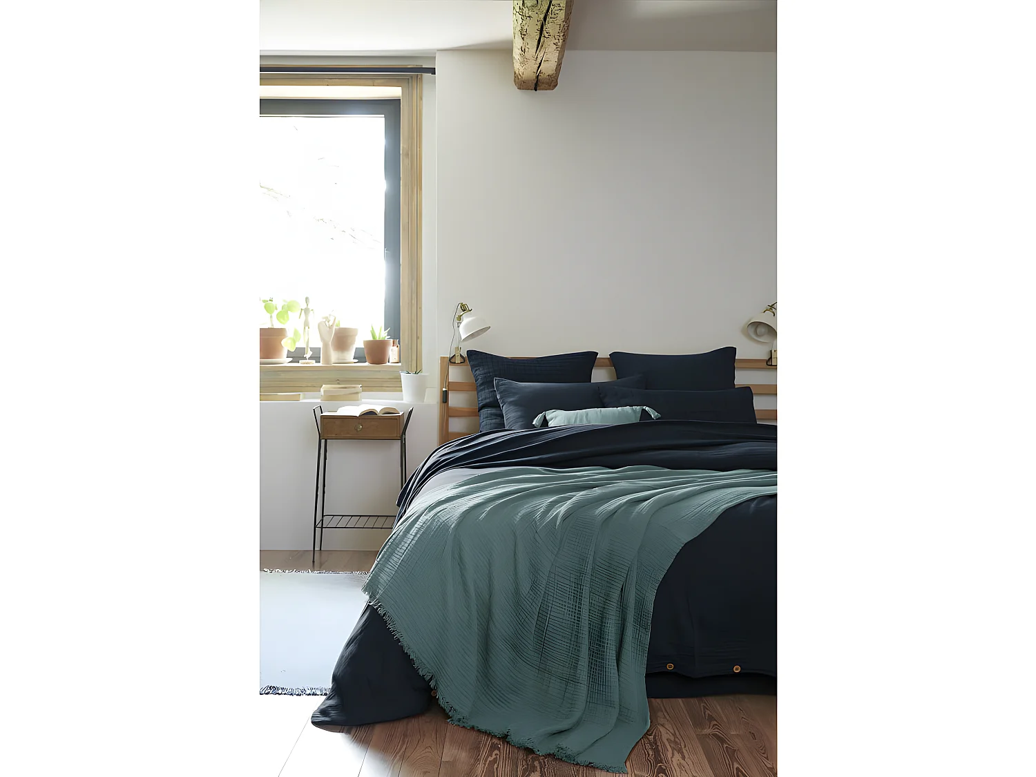 Plaid à franges "Gaïa" toutes dimensions "Gaze de Coton"