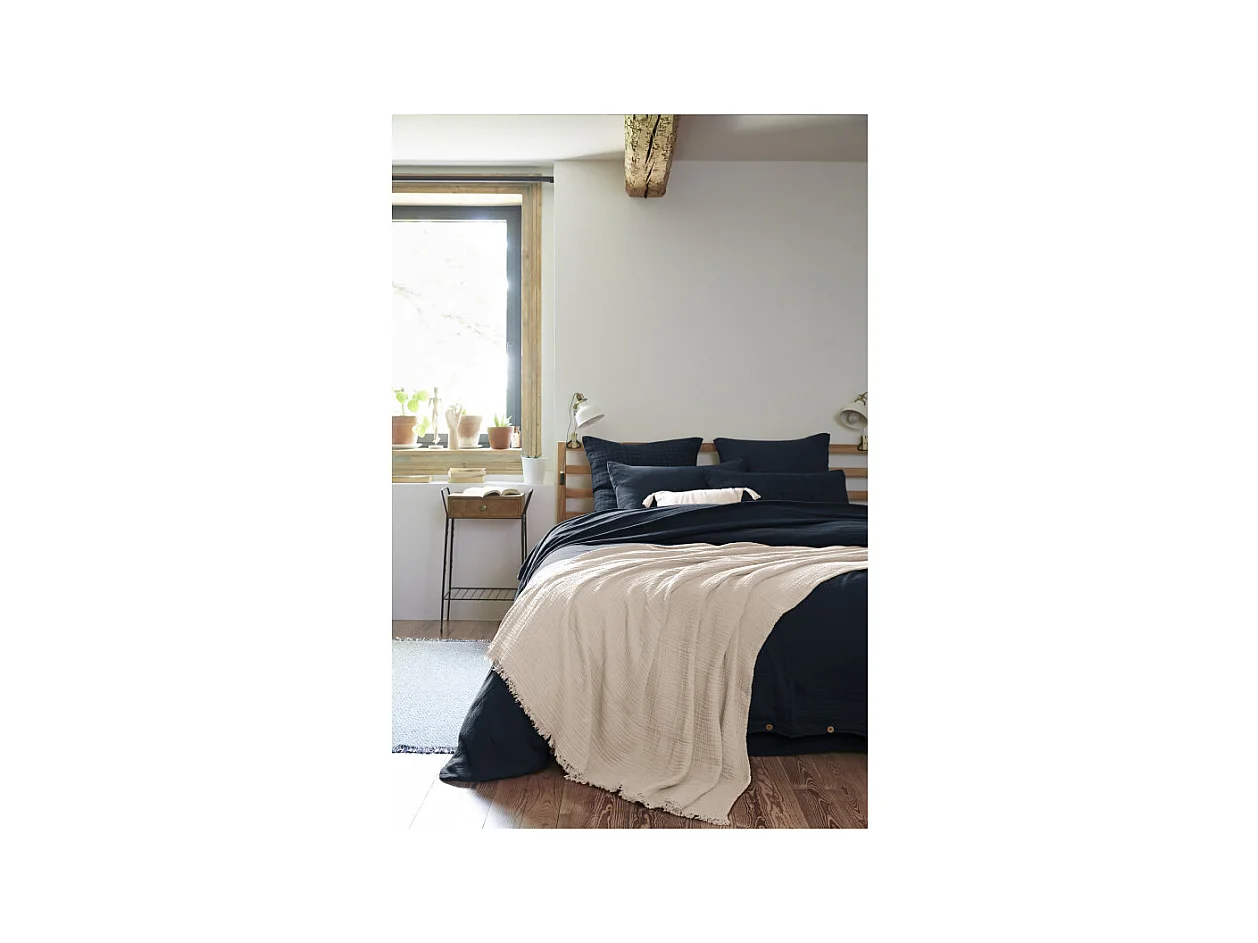 Plaid à franges "Gaïa" toutes dimensions "Gaze de Coton"