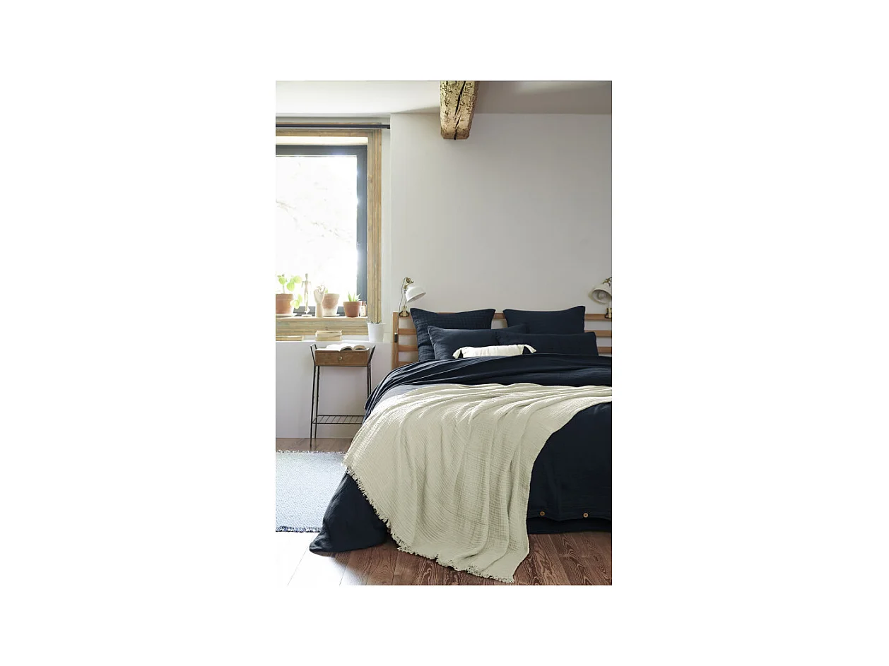 Plaid à franges "Gaïa" toutes dimensions "Gaze de Coton"