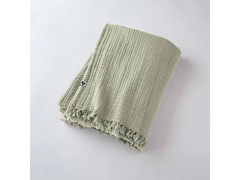 Plaid à franges "Gaïa" toutes dimensions "Gaze de Coton"