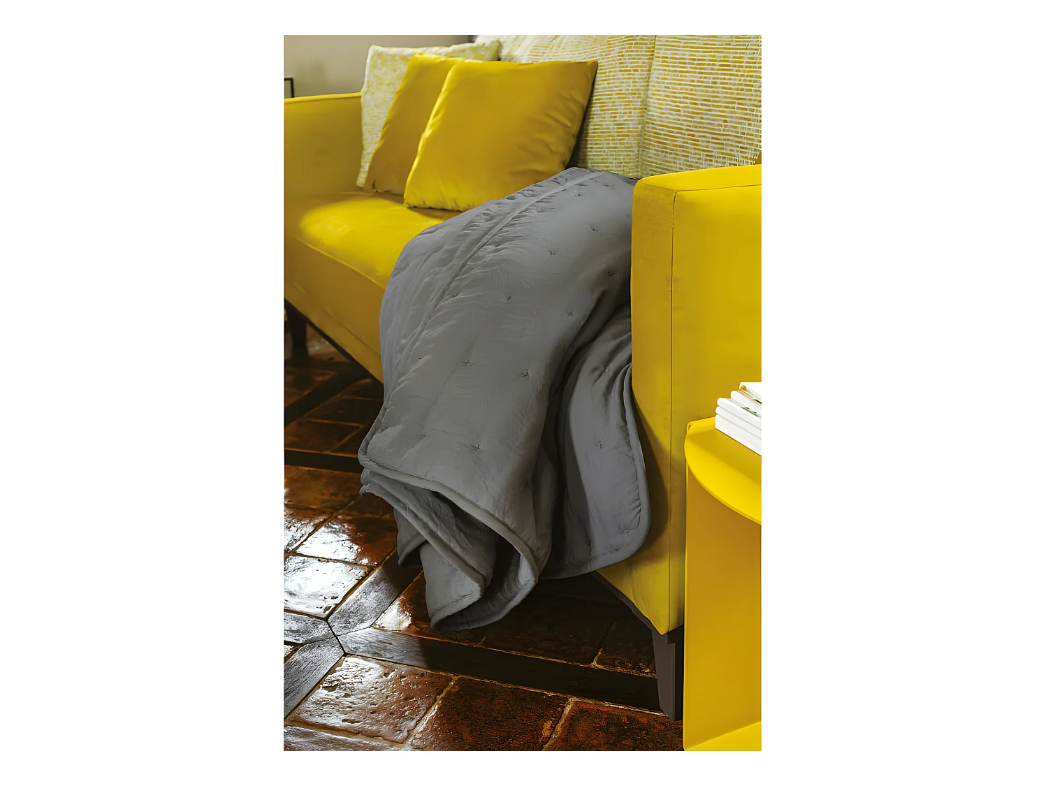 Plaid matelassé aspect lavé-froissé "Angkor" Toison d'Or