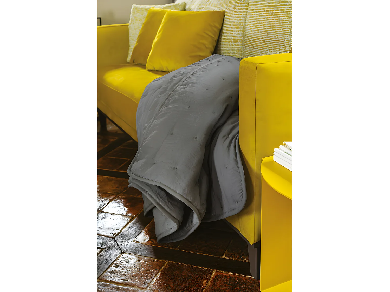 Plaid matelassé aspect lavé-froissé "Angkor" Toison d'Or