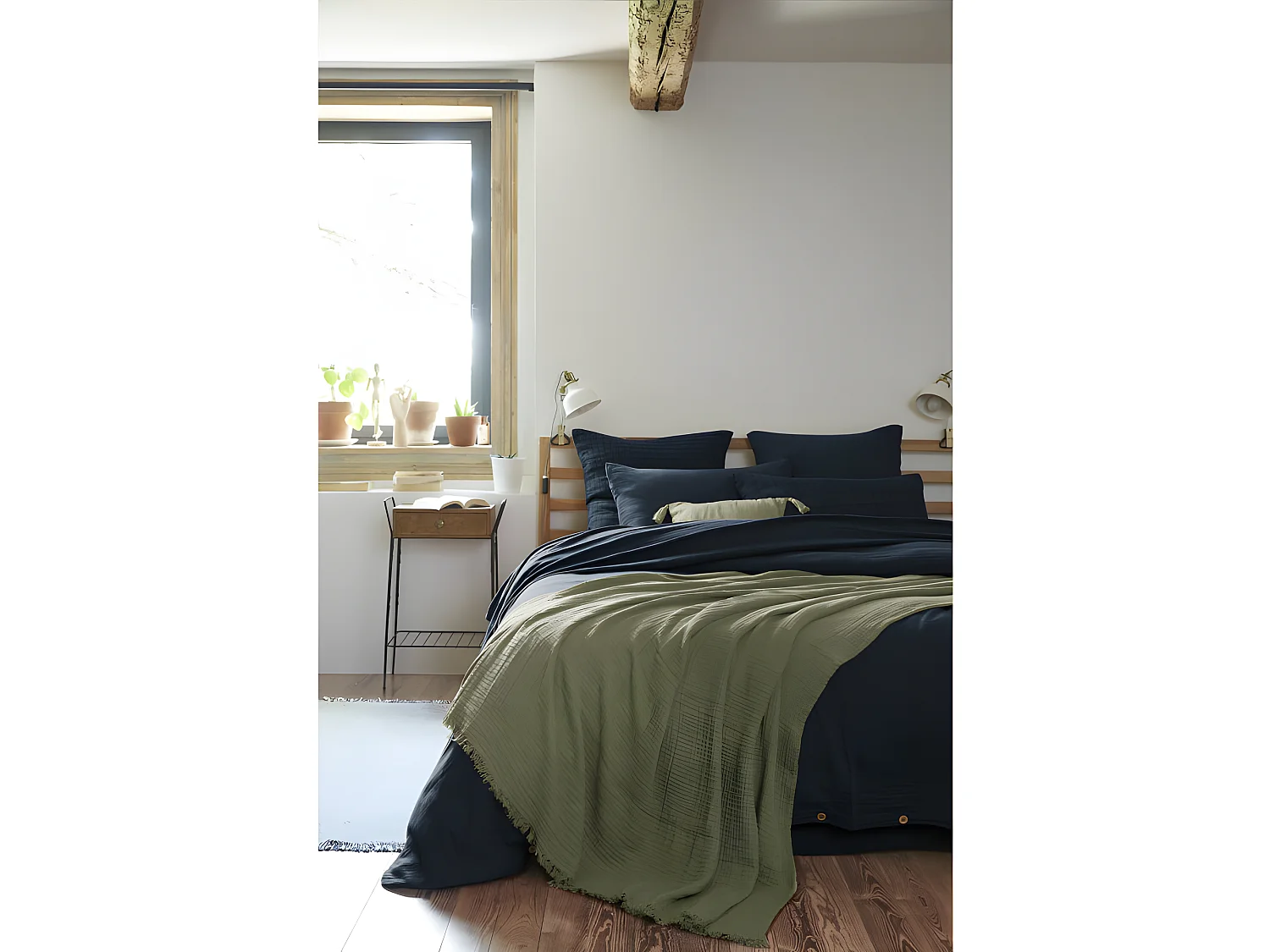 Plaid à franges "Gaïa" toutes dimensions "Gaze de Coton"