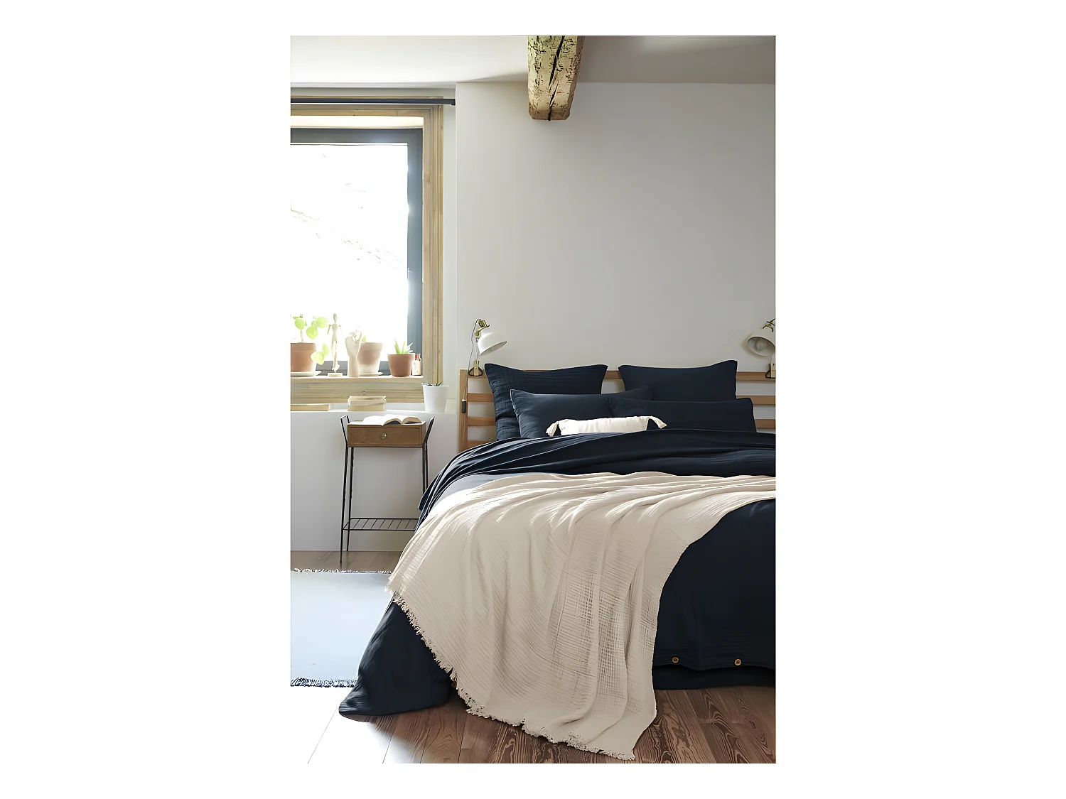 Plaid à franges "Gaïa" toutes dimensions "Gaze de Coton"