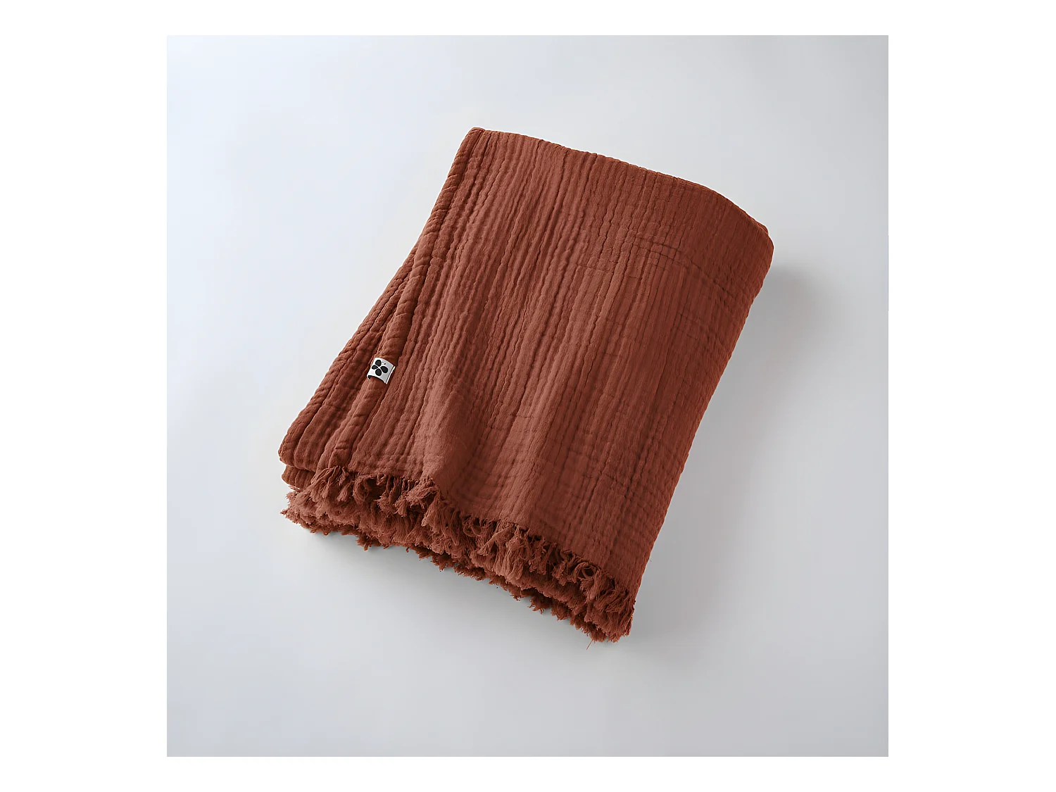 Plaid à franges "Gaïa" toutes dimensions "Gaze de Coton"