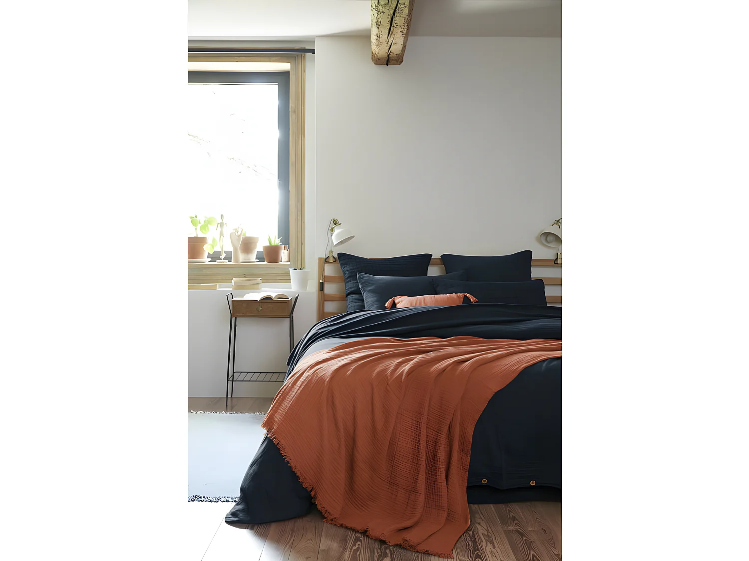 Plaid à franges "Gaïa" toutes dimensions "Gaze de Coton"