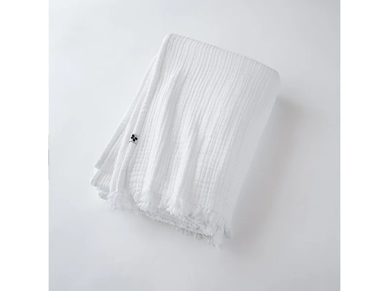 Plaid à franges "Gaïa" toutes dimensions "Gaze de Coton"