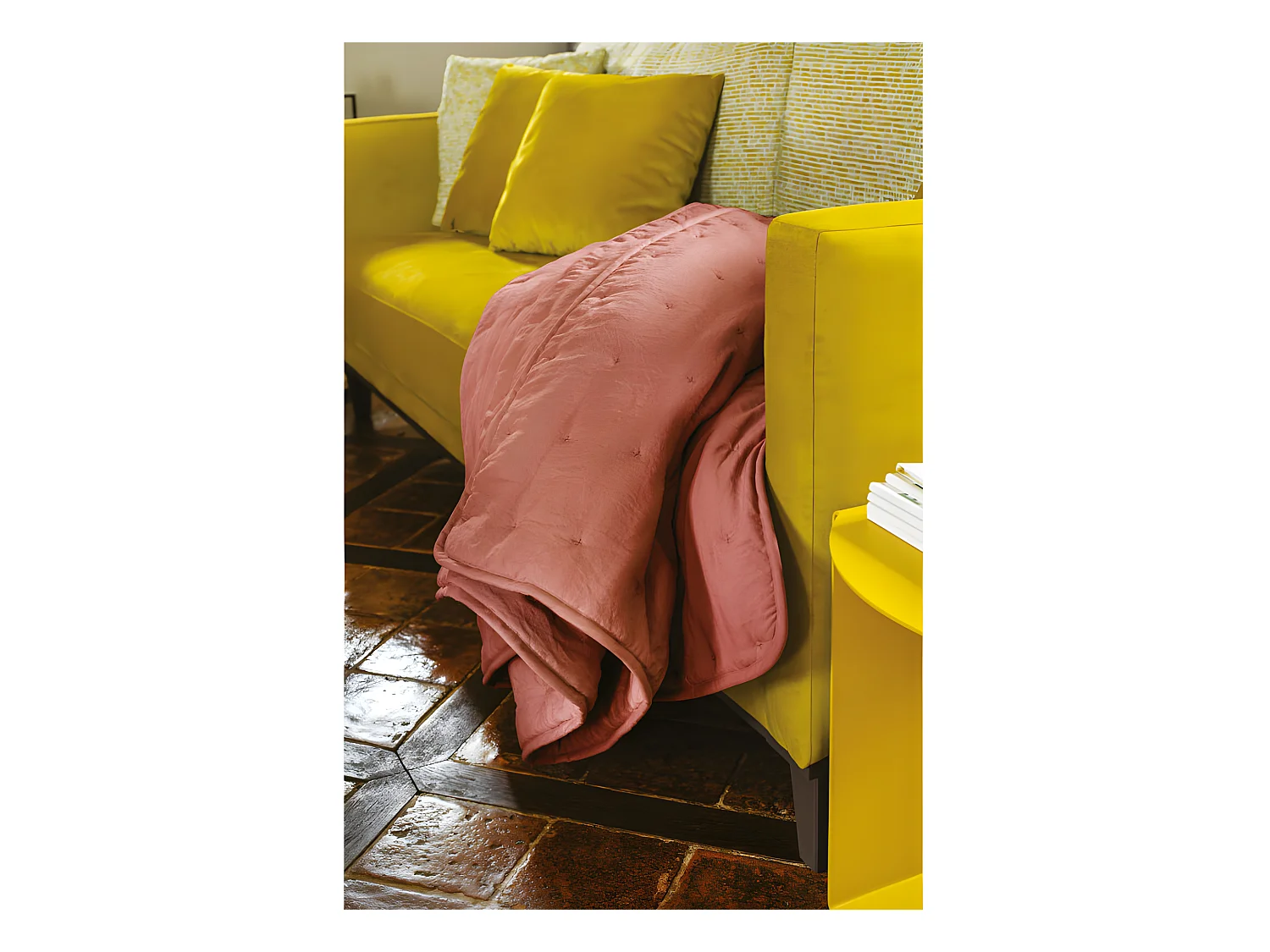 Plaid matelassé aspect lavé-froissé "Angkor" Toison d'Or