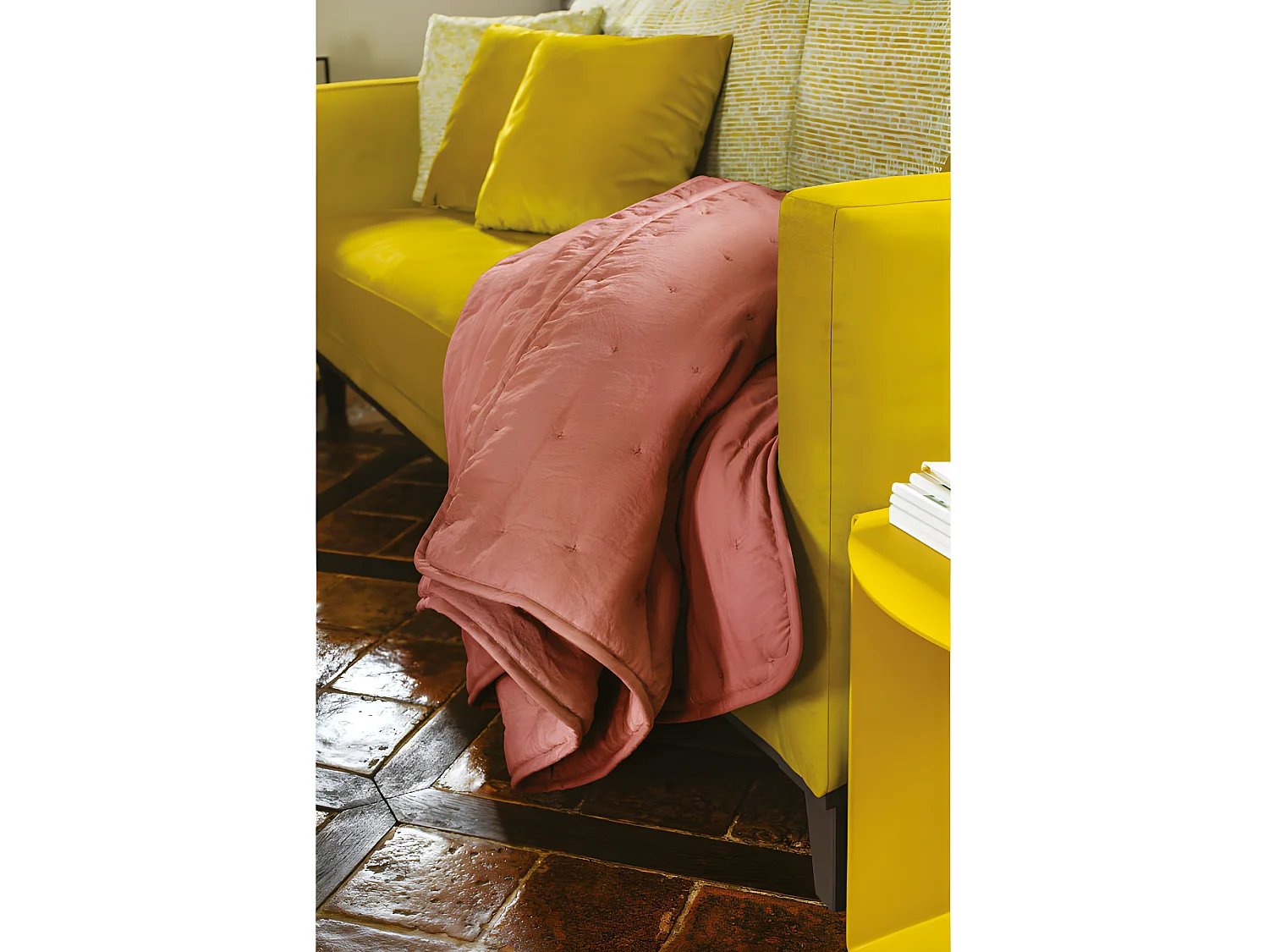 Plaid matelassé aspect lavé-froissé "Angkor" Toison d'Or