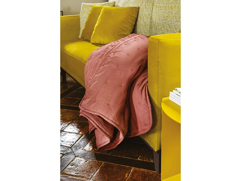 Plaid matelassé aspect lavé-froissé "Angkor" Toison d'Or