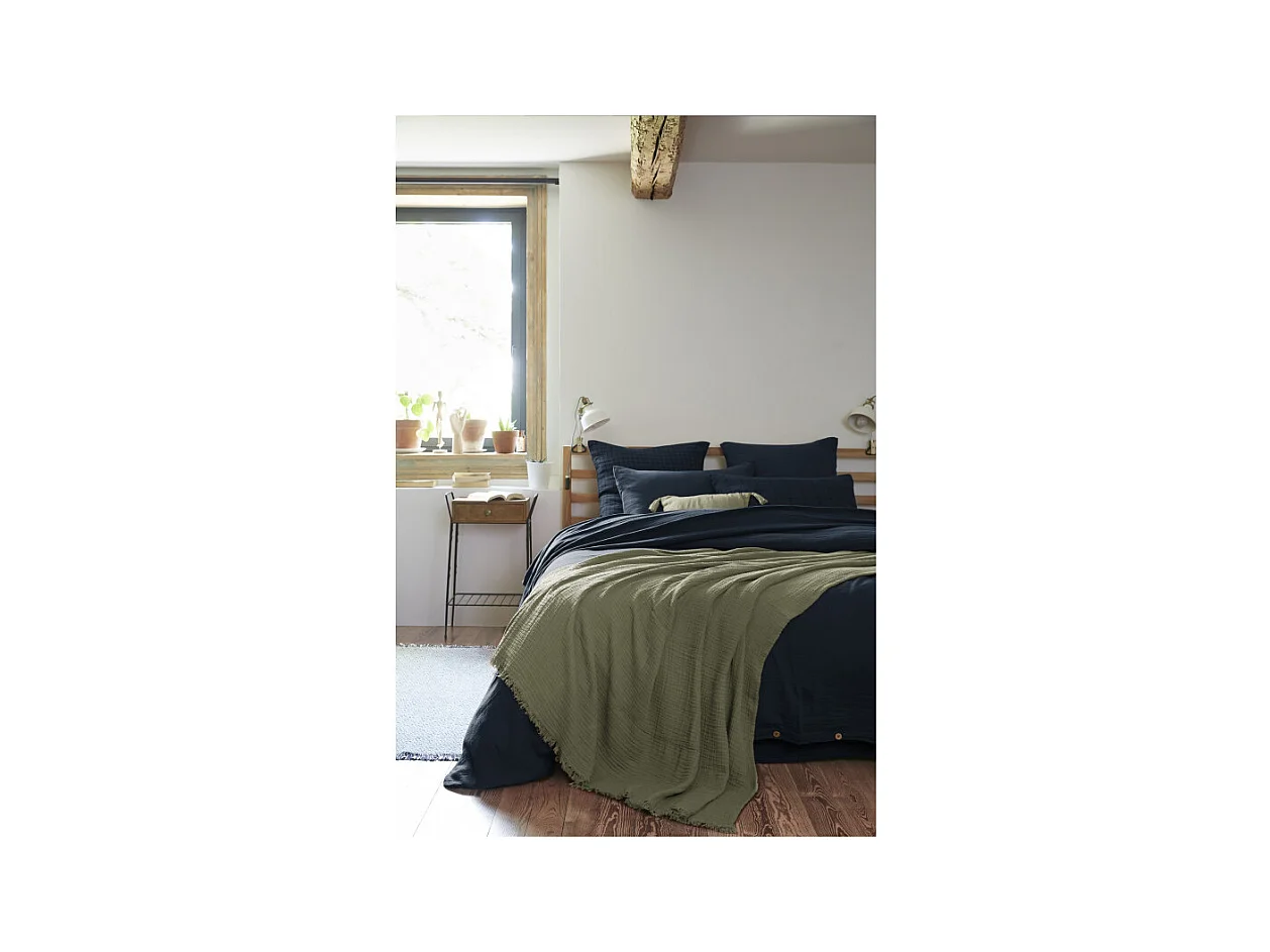 Plaid à franges "Gaïa" toutes dimensions "Gaze de Coton"