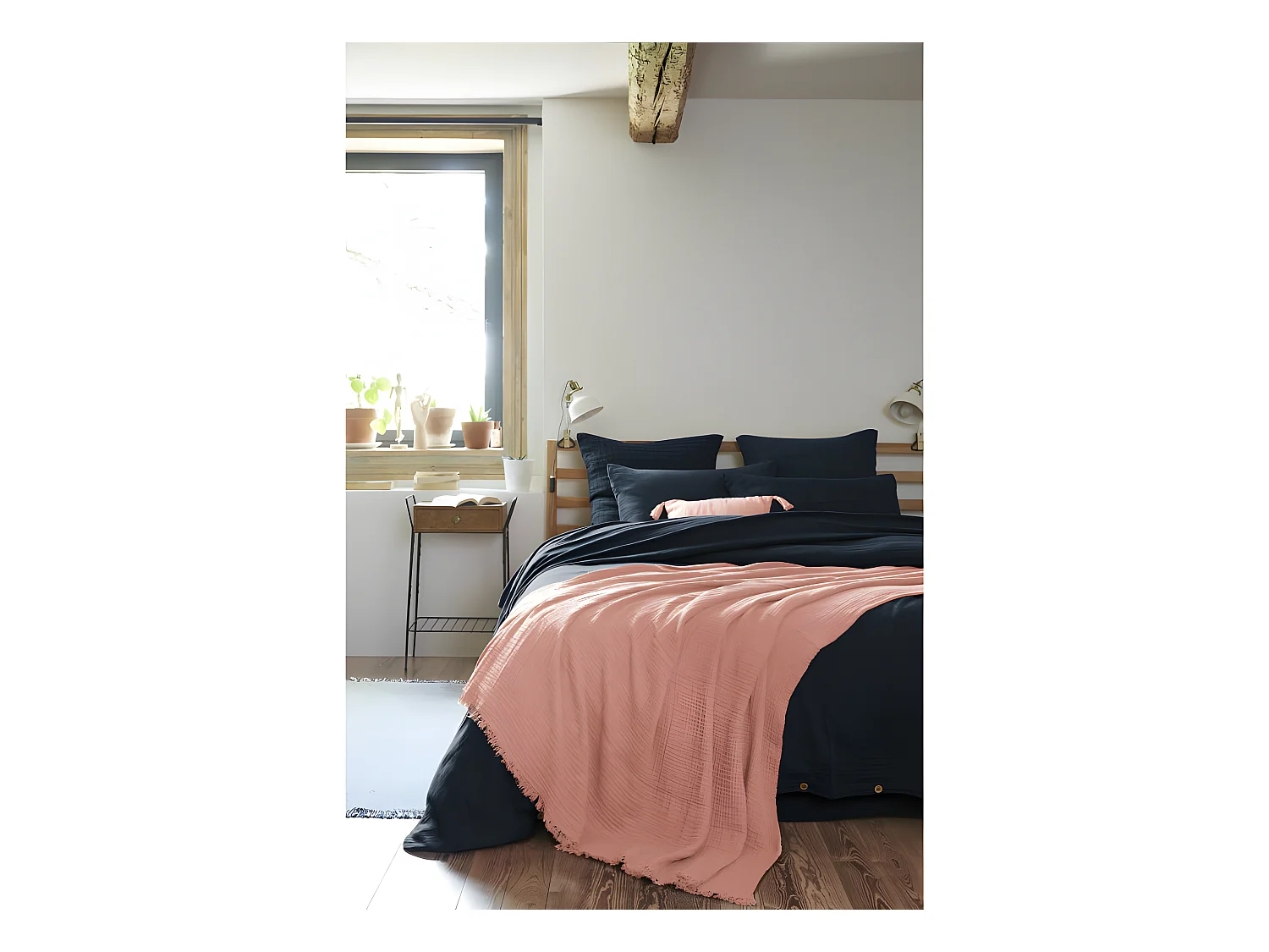 Plaid à franges "Gaïa" toutes dimensions "Gaze de Coton"