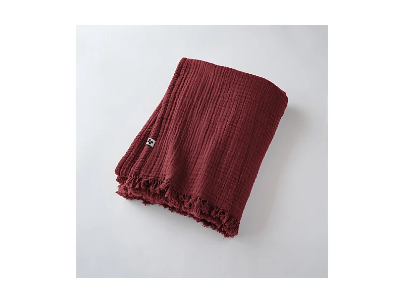 Plaid à franges "Gaïa" toutes dimensions "Gaze de Coton"